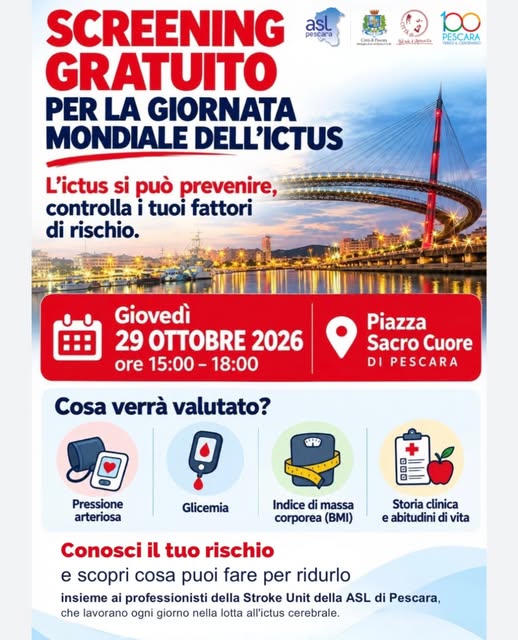 Locandina di Screening gratuito per la Giornata Mondiale dell'Ictus