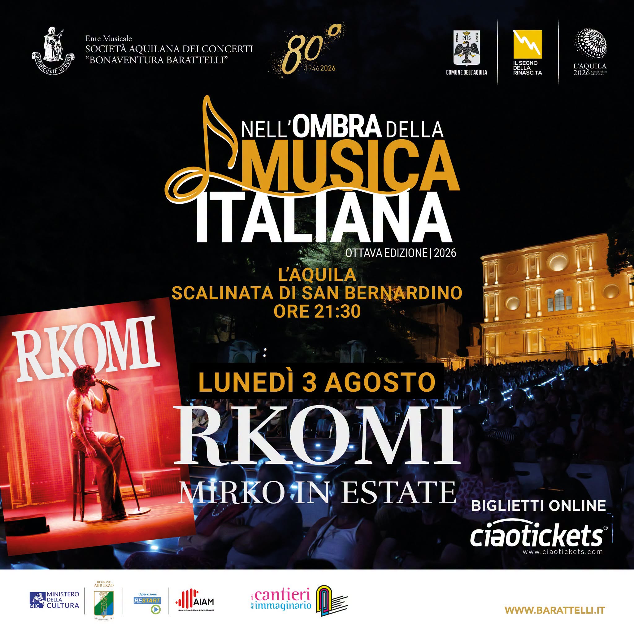 Locandina di Nell'ombra della musica italiana - Ottava edizione: Rkomi in concerto